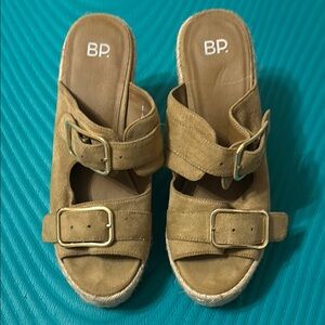 BP. Tan Suede Sandals with Buckles Size Women’s 8 1/2